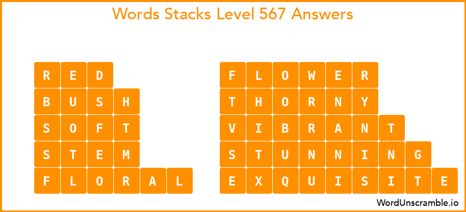 Word Stacks Level 567 Answers