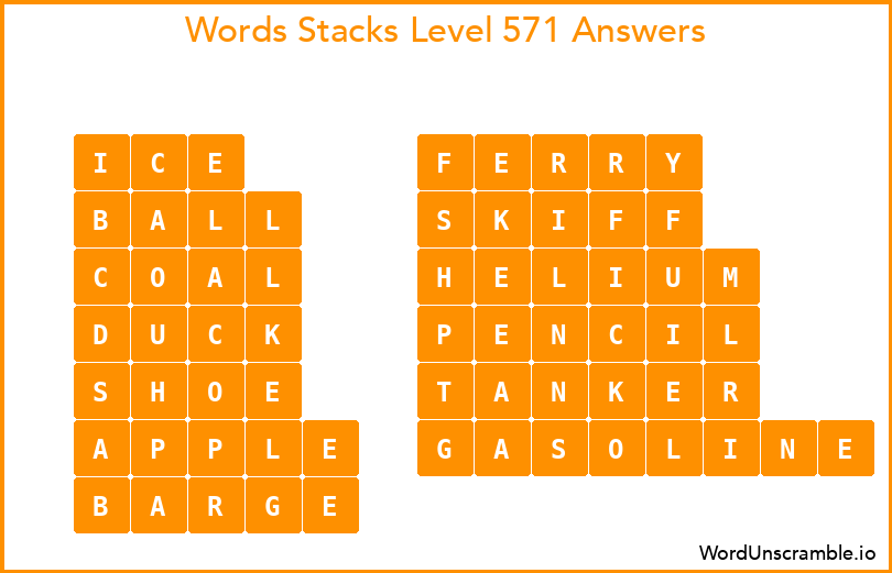 Word Stacks Level 571 Answers