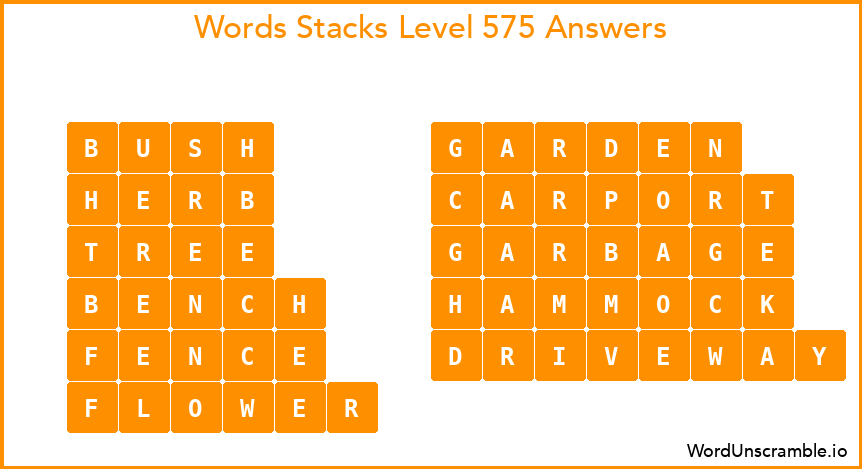 Word Stacks Level 575 Answers