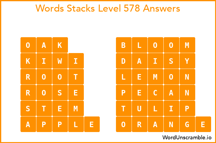Word Stacks Level 578 Answers