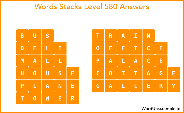 Word Stacks Level 580 Answers