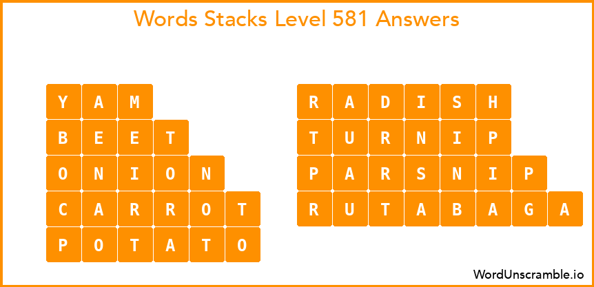 Word Stacks Level 581 Answers