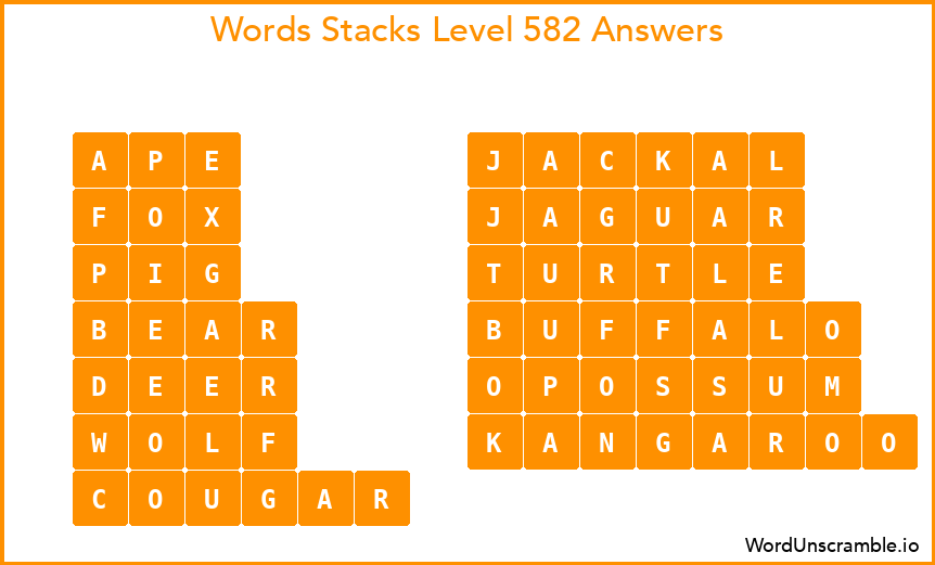 Word Stacks Level 582 Answers