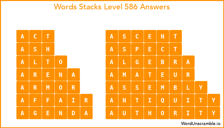 Word Stacks Level 586 Answers