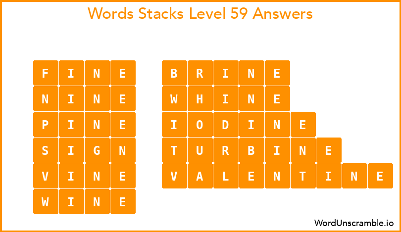 Word Stacks Level 59 Answers
