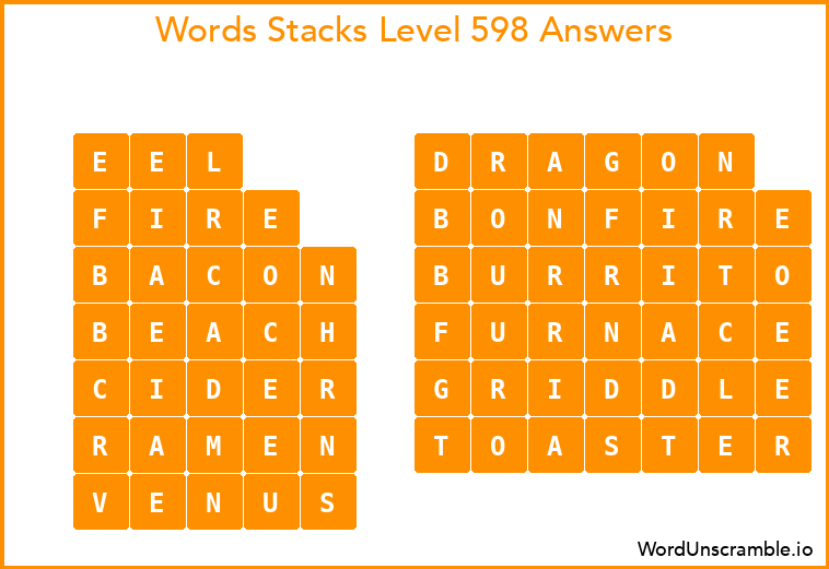 Word Stacks Level 598 Answers