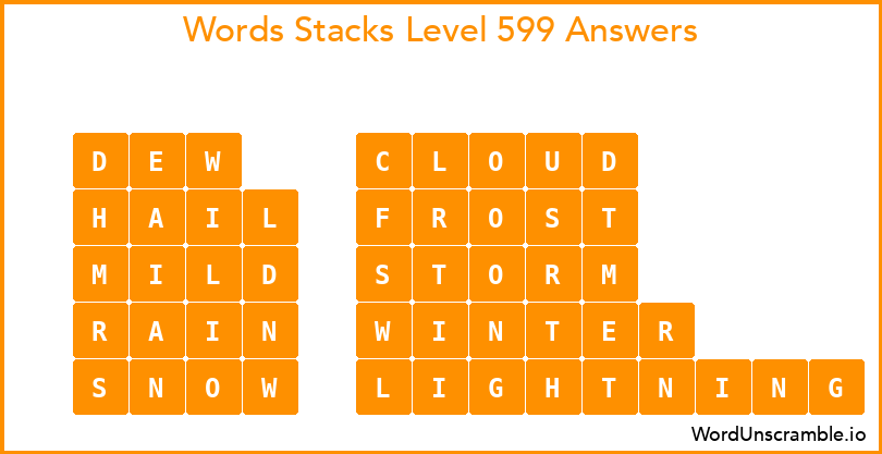 Word Stacks Level 599 Answers