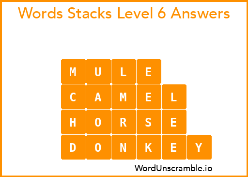 Word Stacks Level 6 Answers