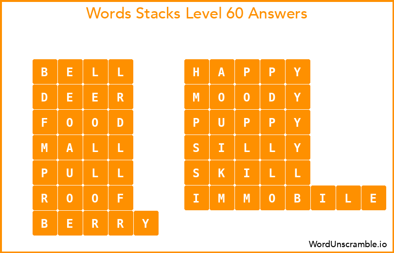 Word Stacks Level 60 Answers