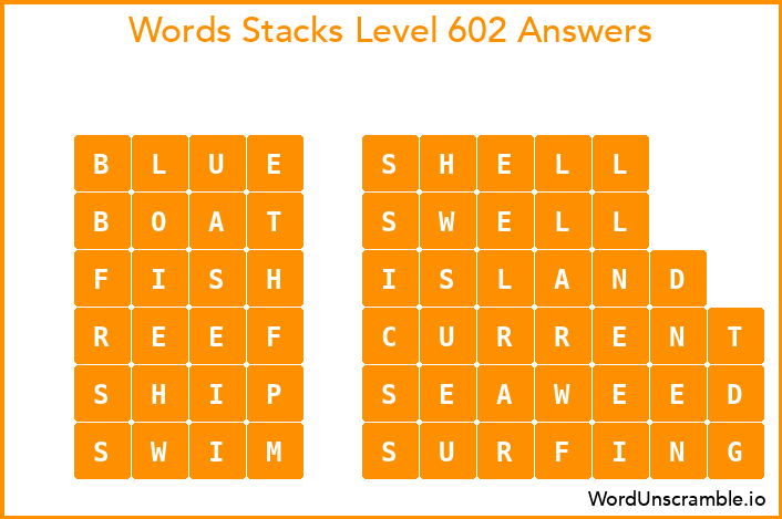 Word Stacks Level 602 Answers
