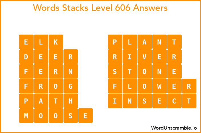 Word Stacks Level 606 Answers
