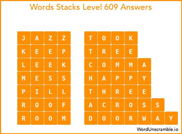 Word Stacks Level 609 Answers
