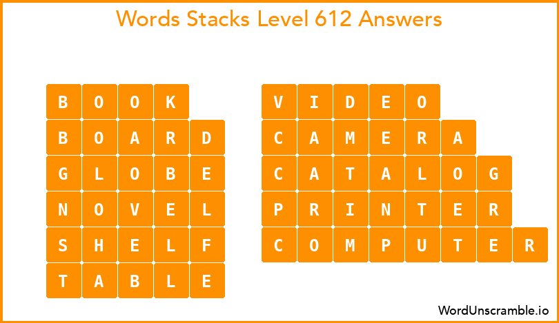 Word Stacks Level 612 Answers