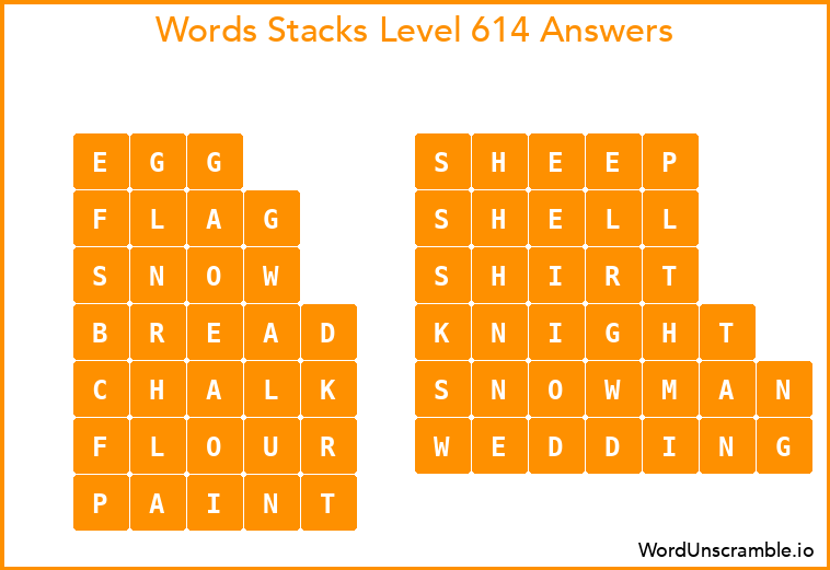 Word Stacks Level 614 Answers
