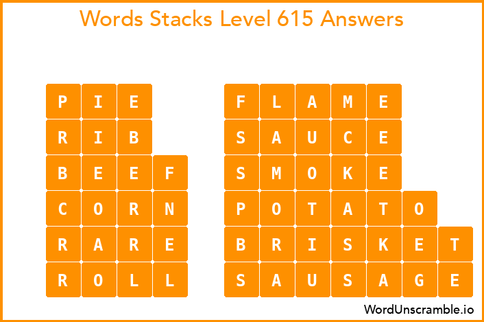 Word Stacks Level 615 Answers