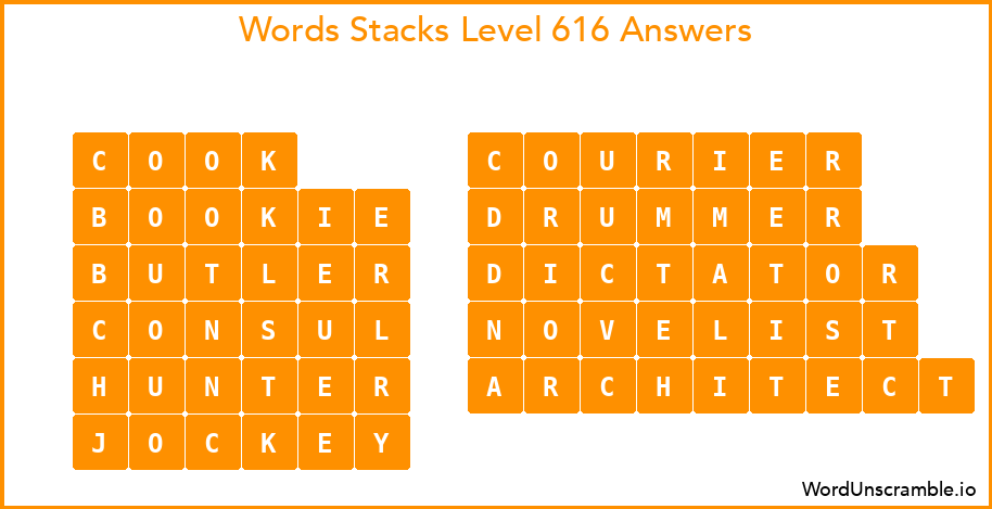 Word Stacks Level 616 Answers