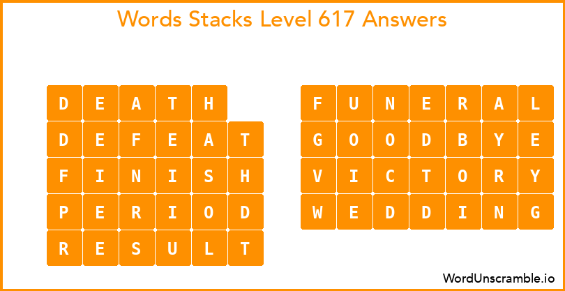 Word Stacks Level 617 Answers