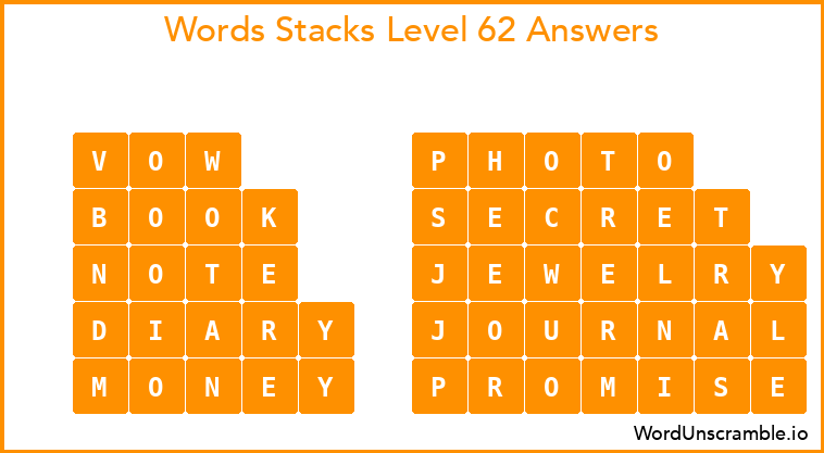 Word Stacks Level 62 Answers