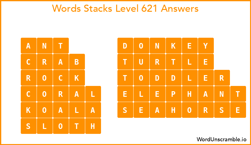 Word Stacks Level 621 Answers