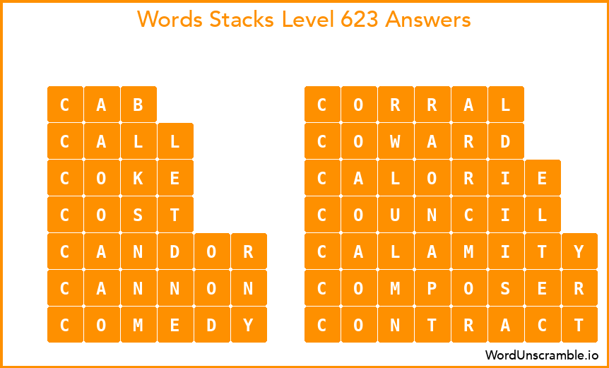 Word Stacks Level 623 Answers