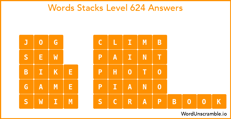 Word Stacks Level 624 Answers