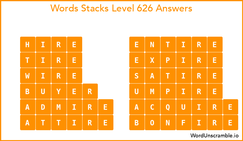Word Stacks Level 626 Answers