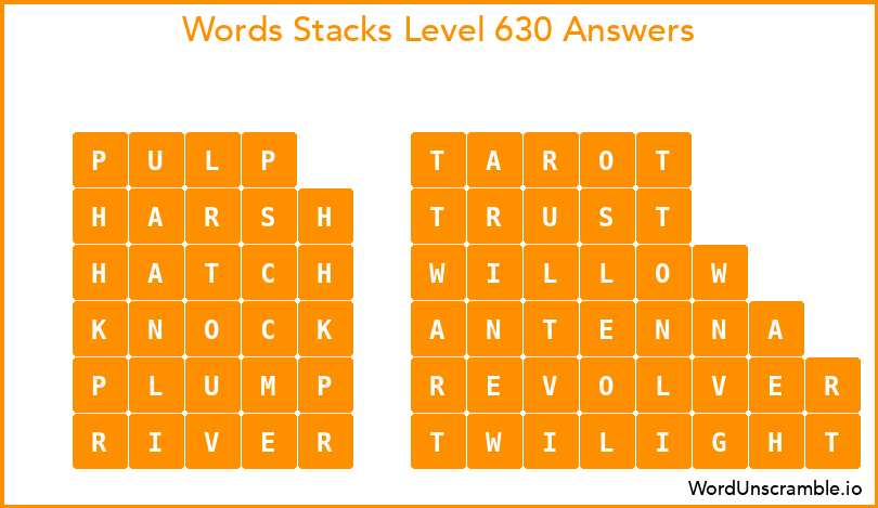 Word Stacks Level 630 Answers
