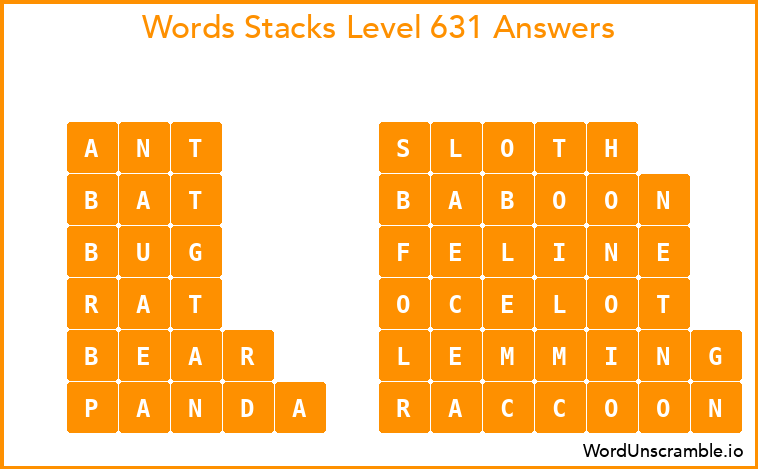 Word Stacks Level 631 Answers