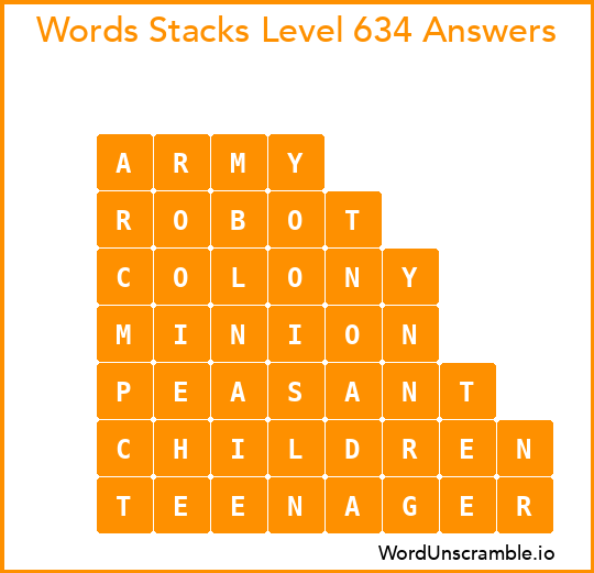 Word Stacks Level 634 Answers