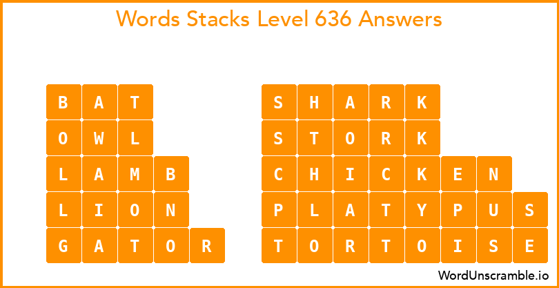 Word Stacks Level 636 Answers