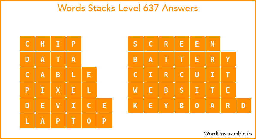 Word Stacks Level 637 Answers