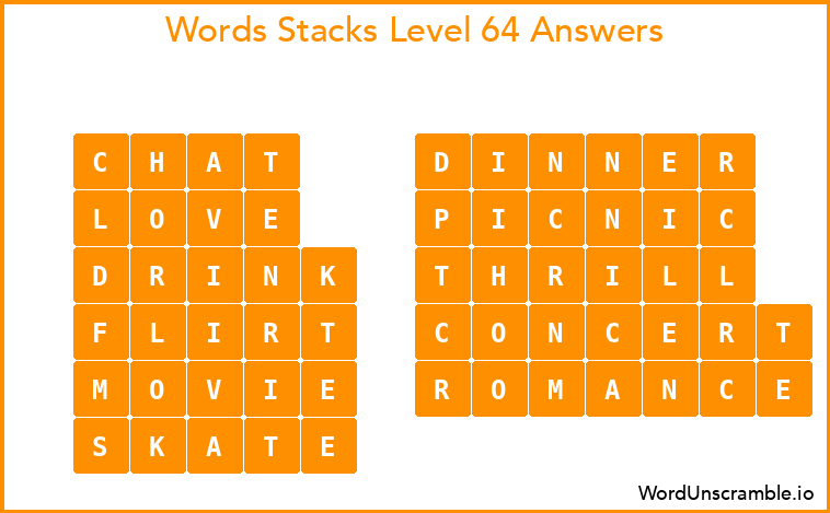 Word Stacks Level 64 Answers