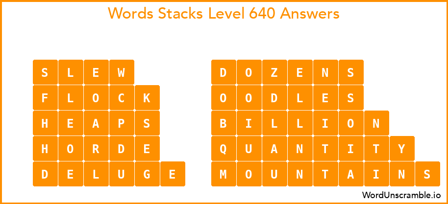 Word Stacks Level 640 Answers