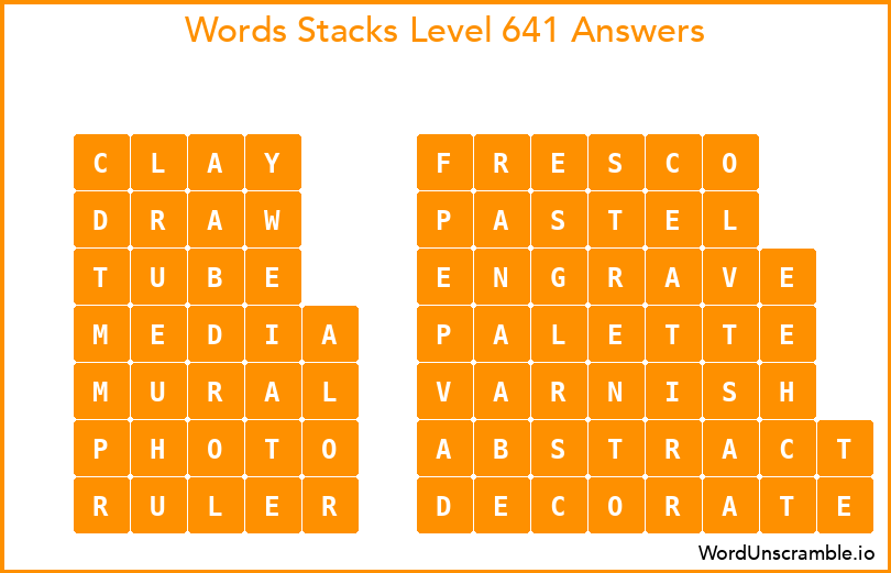 Word Stacks Level 641 Answers