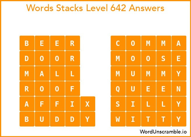 Word Stacks Level 642 Answers
