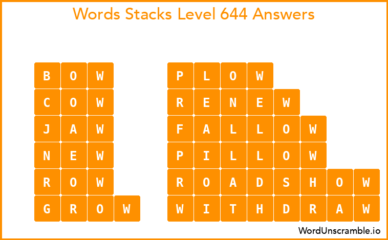 Word Stacks Level 644 Answers