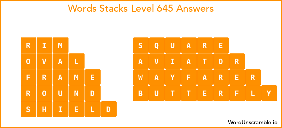 Word Stacks Level 645 Answers
