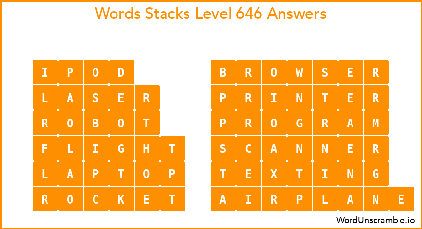 Word Stacks Level 646 Answers