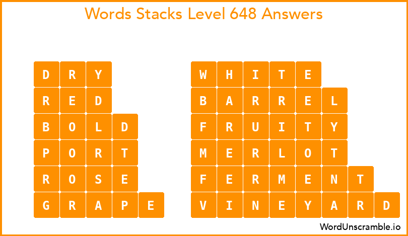 Word Stacks Level 648 Answers