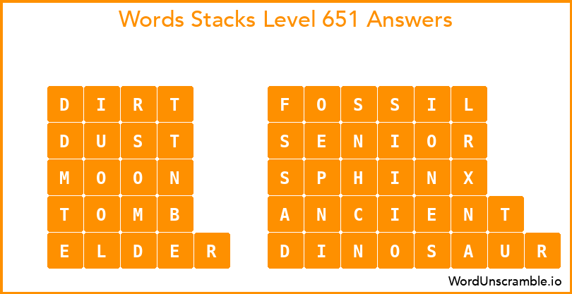Word Stacks Level 651 Answers