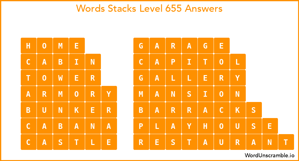 Word Stacks Level 655 Answers