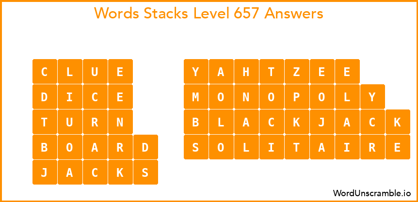 Word Stacks Level 657 Answers