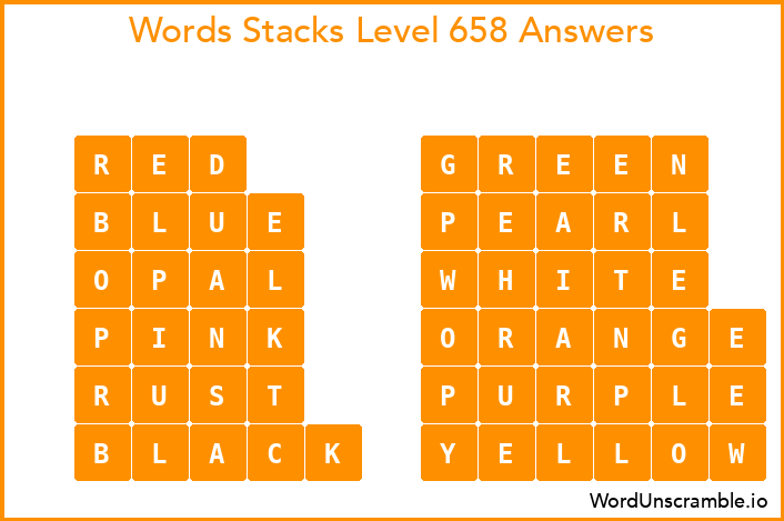 Word Stacks Level 658 Answers