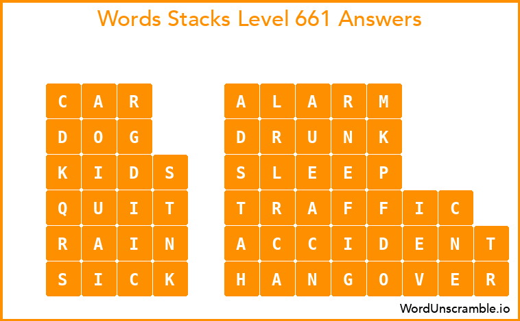 Word Stacks Level 661 Answers