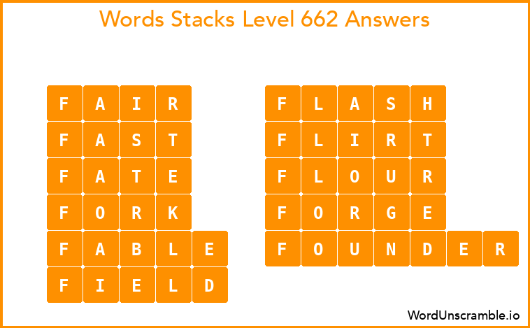 Word Stacks Level 662 Answers