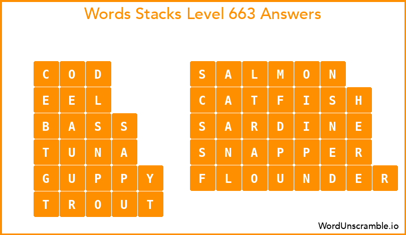 Word Stacks Level 663 Answers