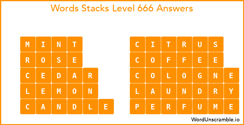 Word Stacks Level 666 Answers
