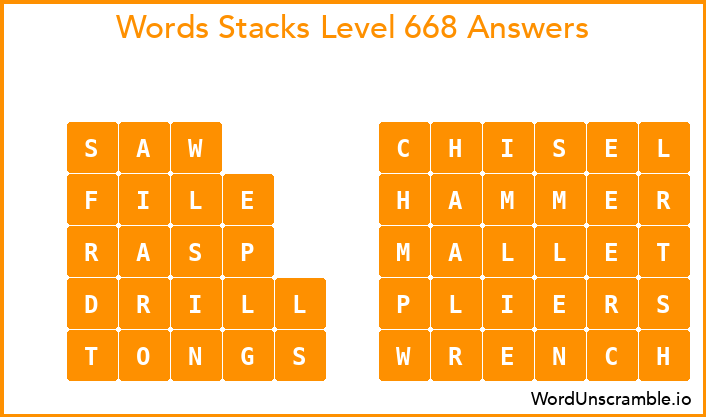 Word Stacks Level 668 Answers