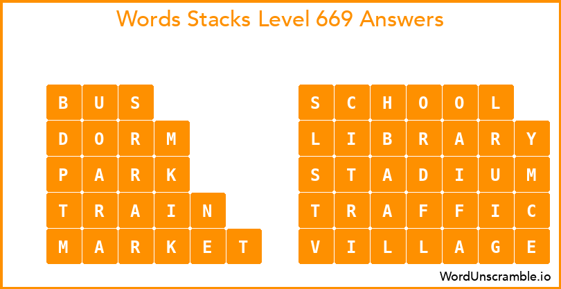 Word Stacks Level 669 Answers