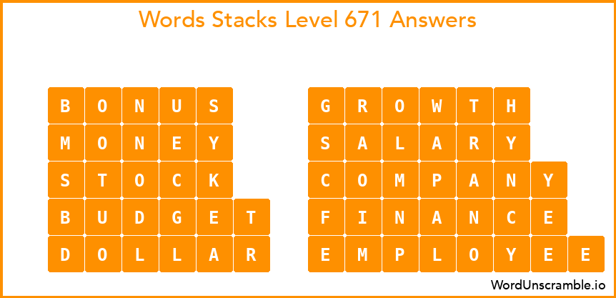Word Stacks Level 671 Answers